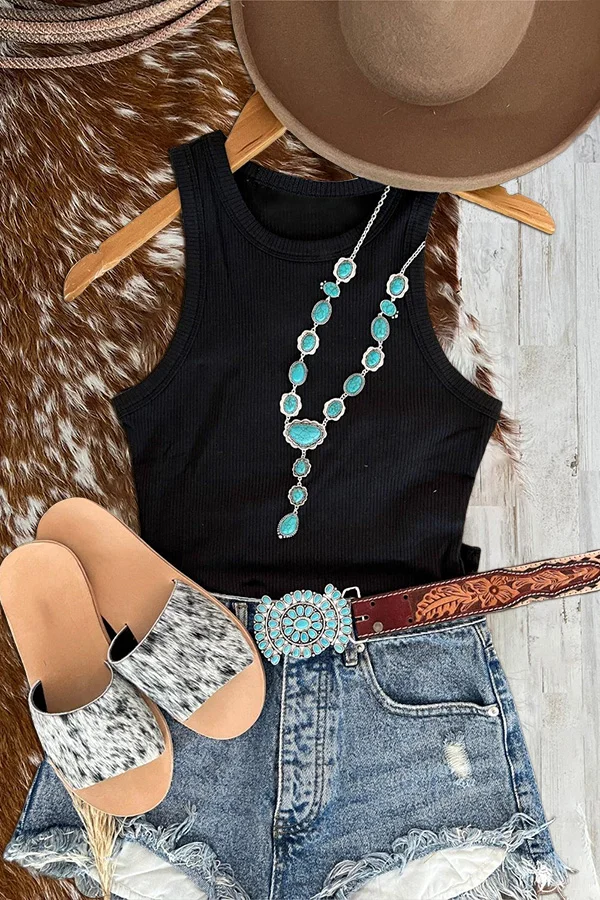 Casual Basic Ribbed Vest