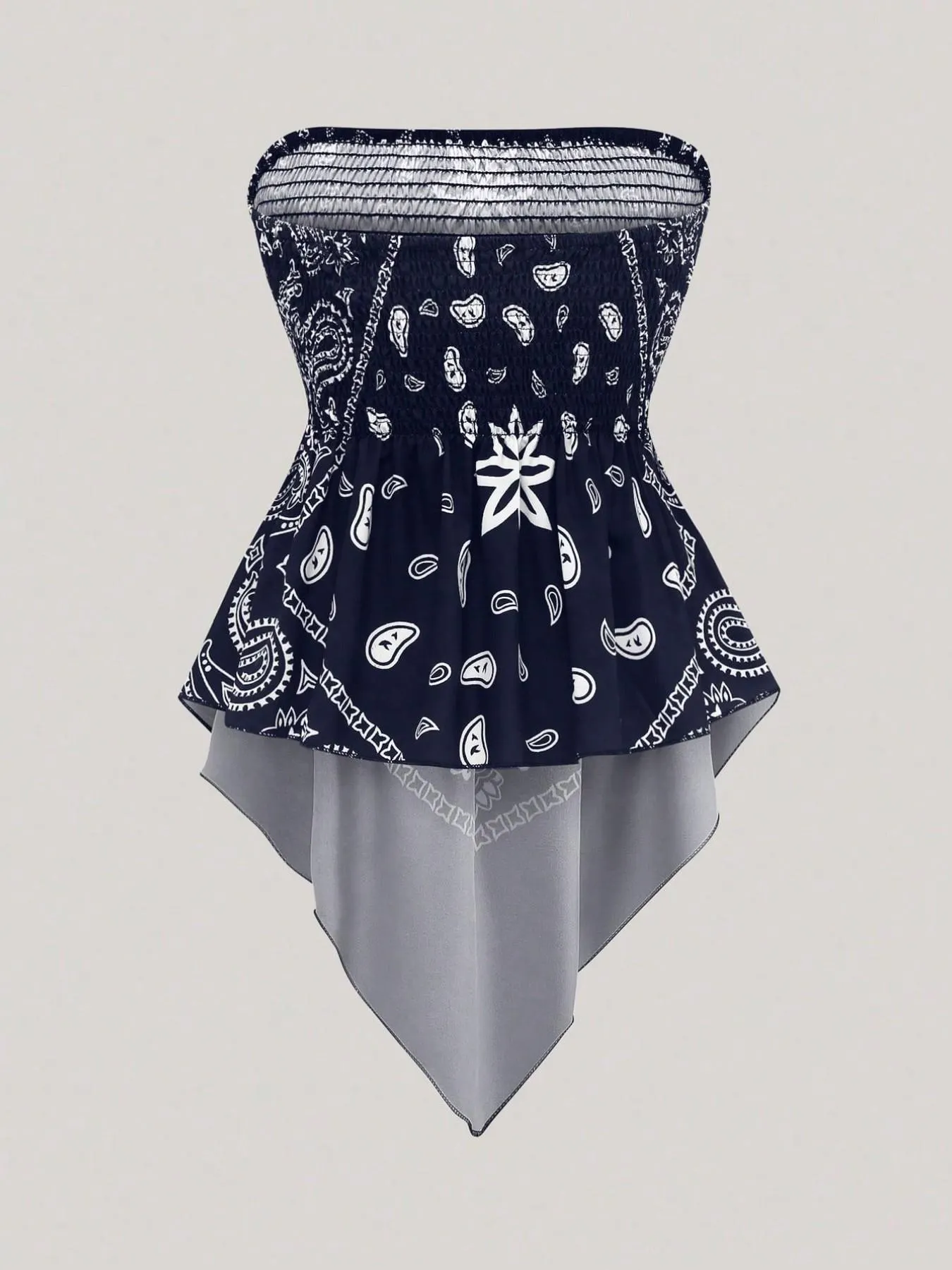 Women's Ethnic Print Strapless Top, Boho Style Asymmetric Hem Tube Top, Casual Summer Fashion, Perfect for Outing and Vacation Women's Ethnic Print Strapless Top, Boho Style Asymmetric Hem Tube Top, Casual Summer Fashion, Perfect for Outing and Vacation