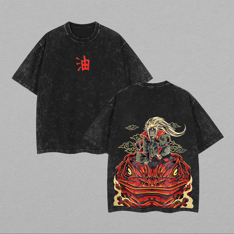  Naruto Vintage Printed Unisex Washed T-Shirt