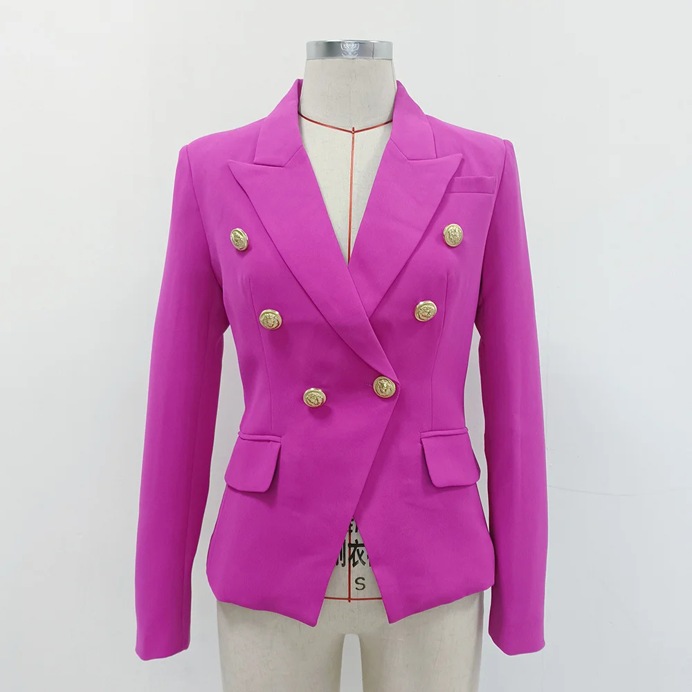 Nigikala Nigikala High-Grade Sharp Star Suit Jacket Female Metal Lion Head Buckle Double Buckle Small Suit