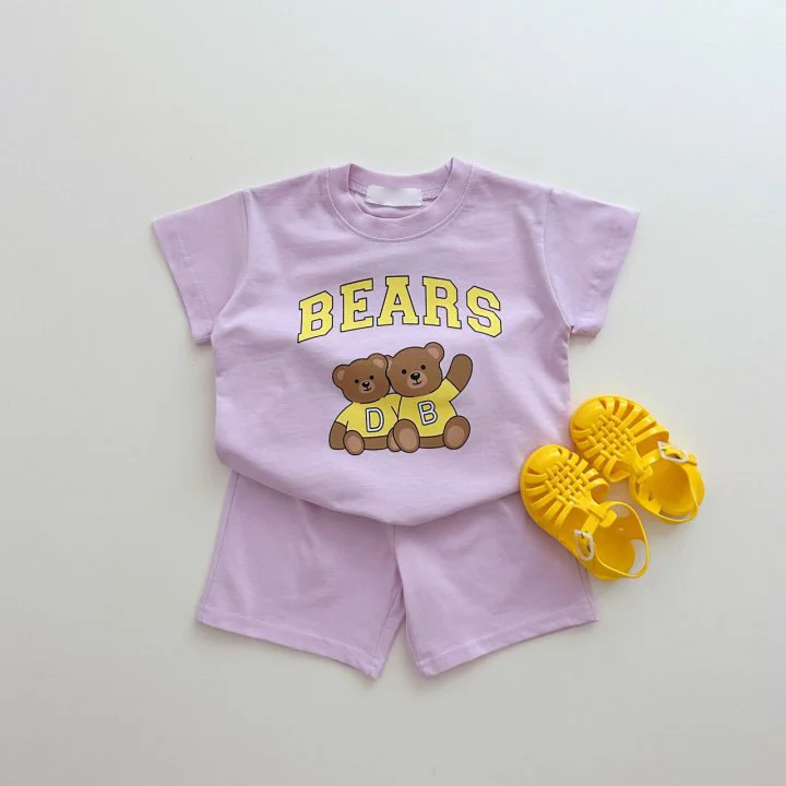 2pcs Baby Toddler Boy/Girl Bear Print T-shirt and Shorts Set