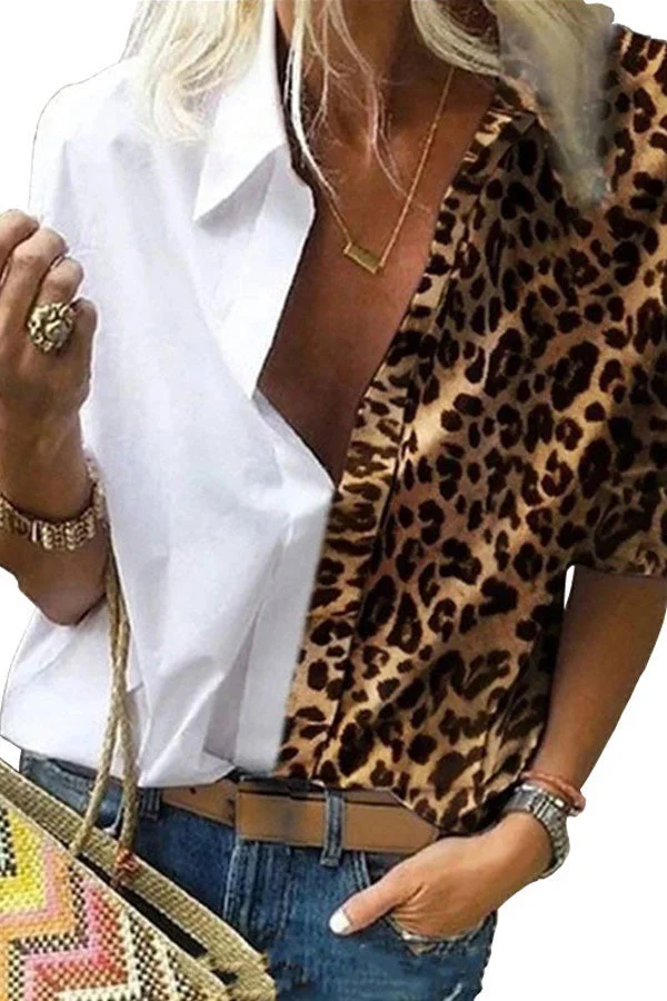 Fashion Long Sleeve Leopard Print Shirt