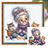 Sewing Old Lady-11CT Stamped Cross Stitch 40*40cm/15.75*15.75in tapestrymarket