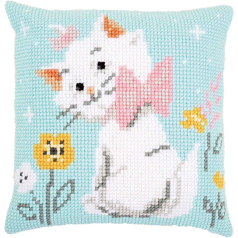 

Cartoon Kitten - 11CT Stamped Cross Stitch Pillowcase - 40*40CM, 501 Original