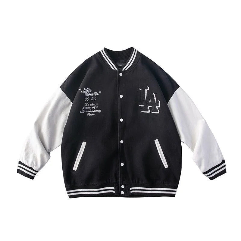 Thanksgiving Day Gifts 2022 New American Retro Letter Embroidered Jacket Coat Men's Street Trend Wild Pilot Baseball Uniform Couple Casual Loose Jacket