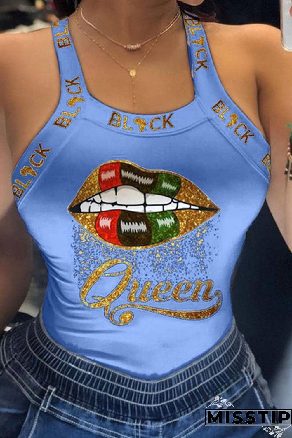 Cream White Casual Street Print Patchwork U Neck Tops