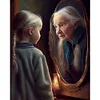 Fille regardant dans le miroir-plein carr&eacute; diamant peinture-40 * 50cm