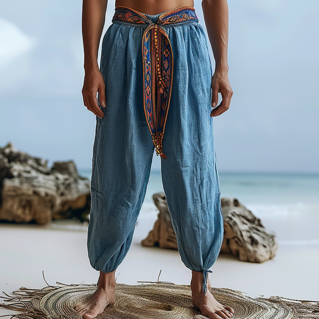 Simple Loose Men's Linen Pants Comfortable And Breathable Linen Pants