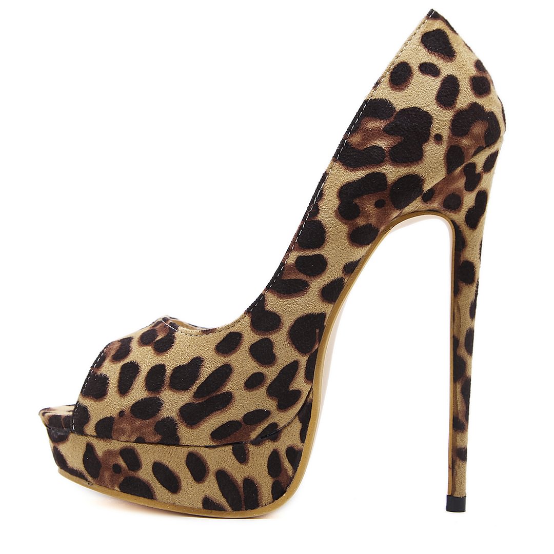 Leopard Print Fish Beak High Heels-PABIUYOU- Women's Fashion Leader