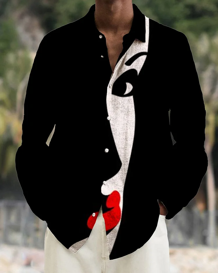 Men's cotton&linen long-sleeved fashion casual shirt  6dce