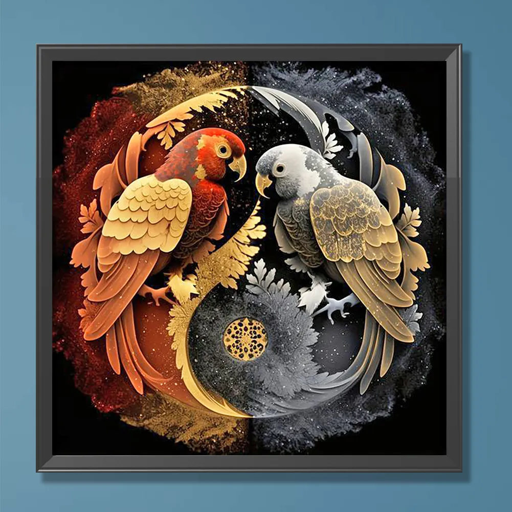 Diamond Painting - Full Round Drill - Yin Yang Parrot(Canvas|30*30cm)