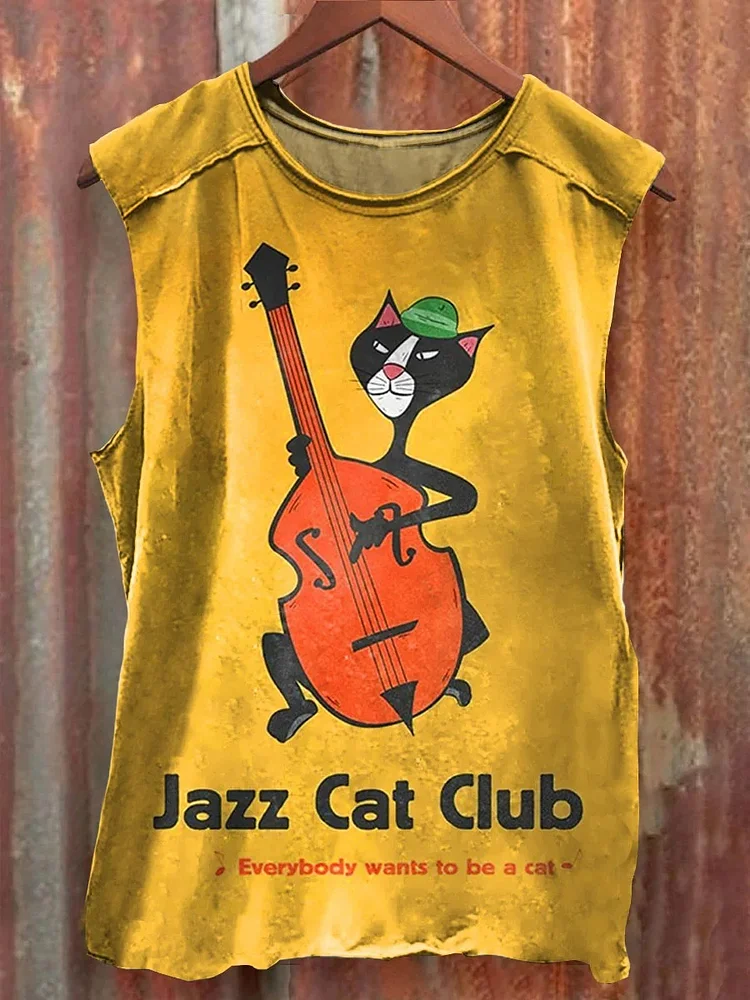 Teecade Teecade Jazz Cat Club Tank Top