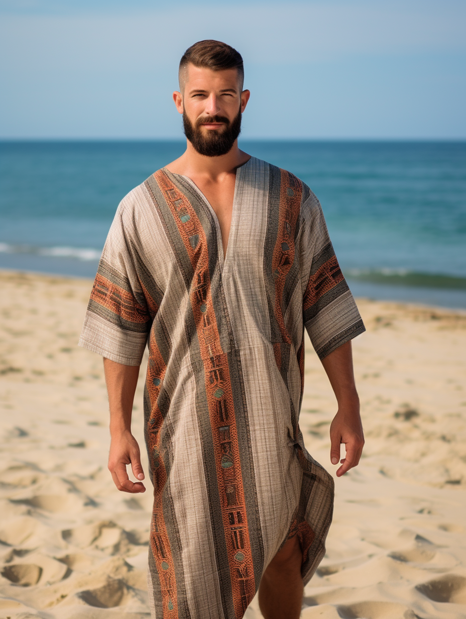 Men's Ethnic V-neck Long Kaftan
