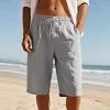 Men's Vintage Linen Casual Beach Vacation Three-Quarter Shorts by Inlyline
