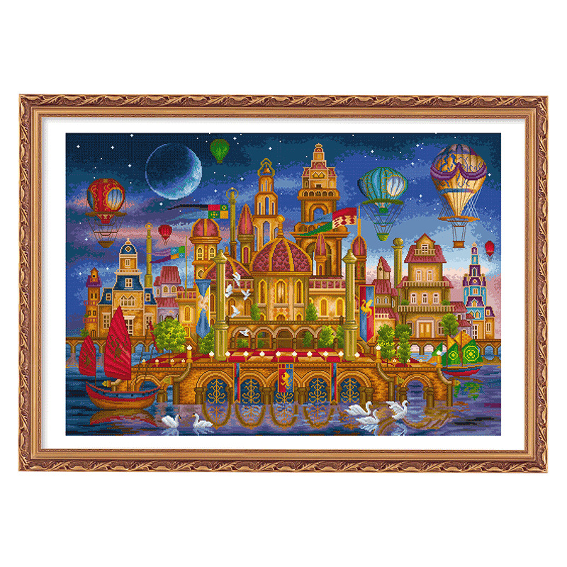 Dream Castle 11CT Pre-stamped Canvas(110*80cm) Cross Stitch(97 colors)