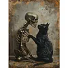 Black Cat And Skull-14CT Stamped Cross Stitch 30*40cm/11.81*15.75in