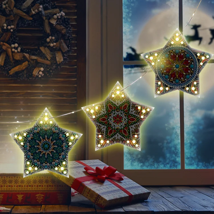 DIY 5D Diamond Painting LED Lights Christmas Ornament Kit Special