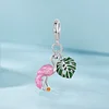 Flamingo & Turtle Pendant Charm for Bracelet and Necklace 925 Sterling Silver