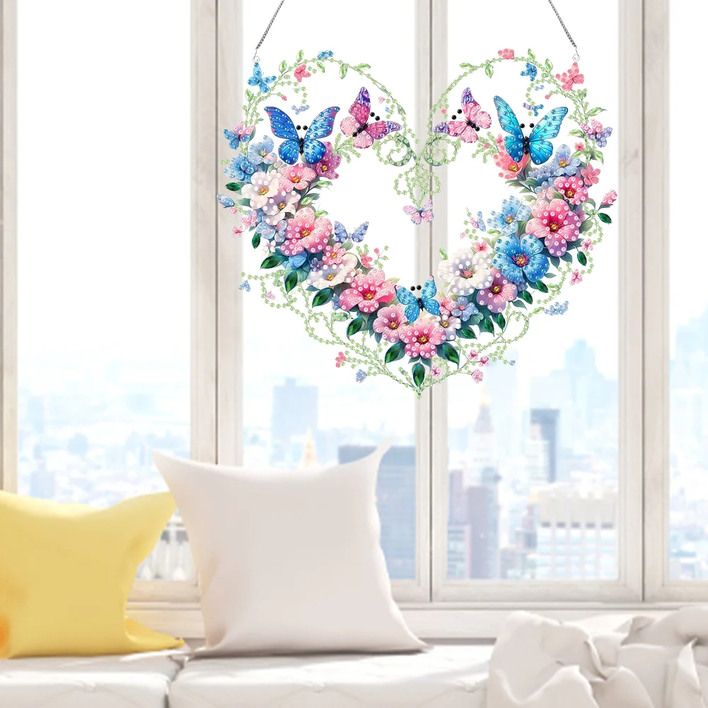 5D DIY Acrylic Special Shaped Heart Butterfly Diamond Painting Hanging Ornaments Kit