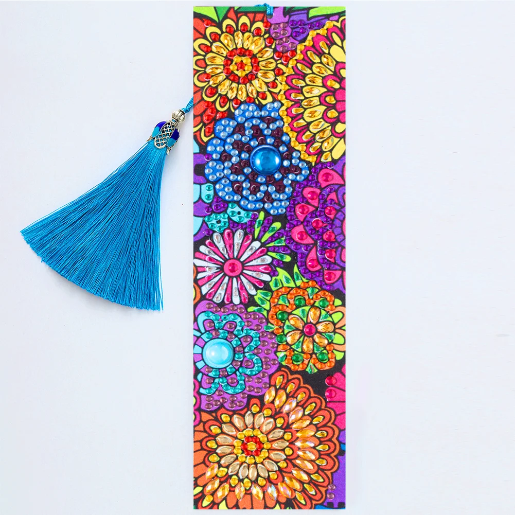 DIY Diamond Painting Leather Bookmark Mandala Tassel Book Marks Craft Art