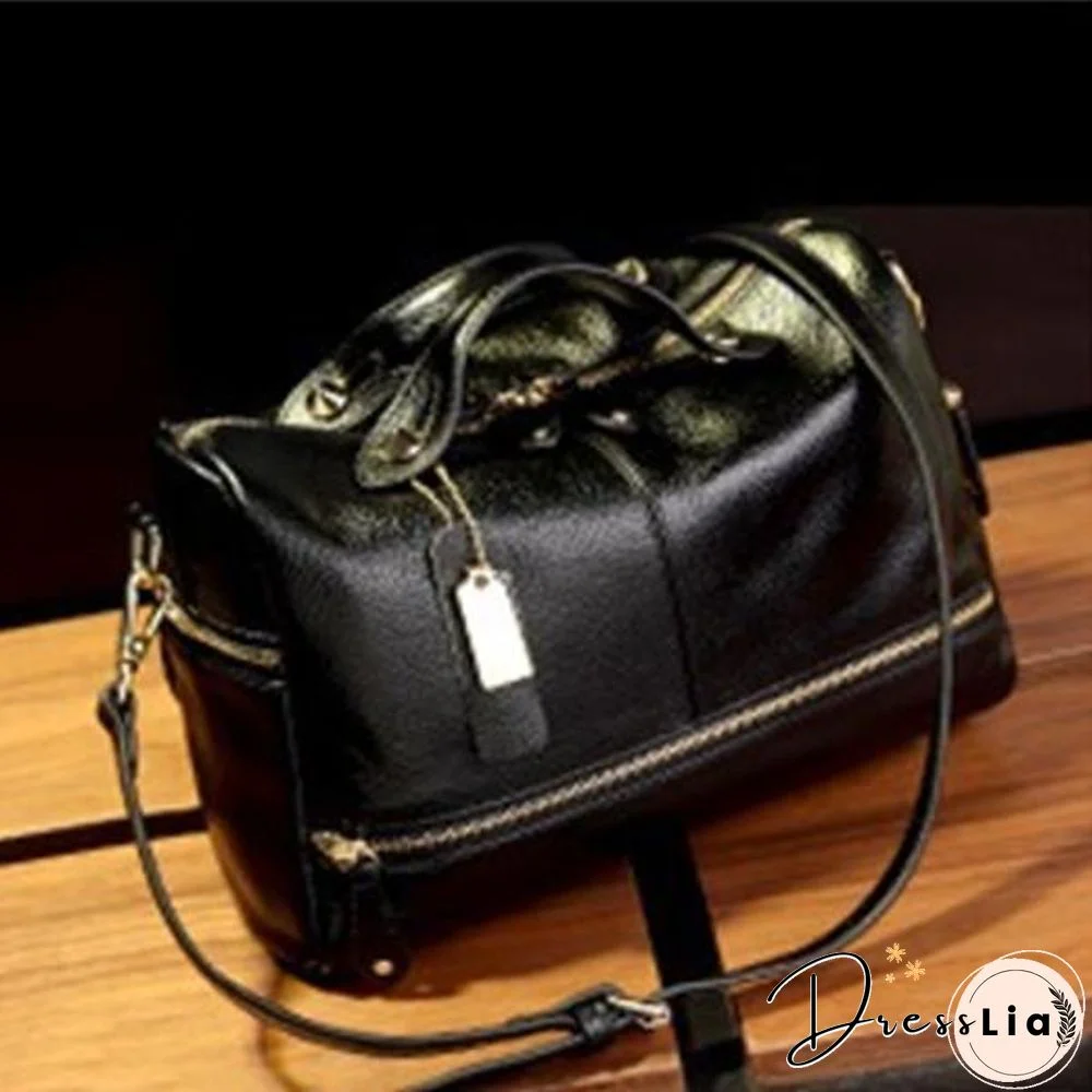 Cowhide PU Leather Handbag Multi Pockets Crossbody Bag