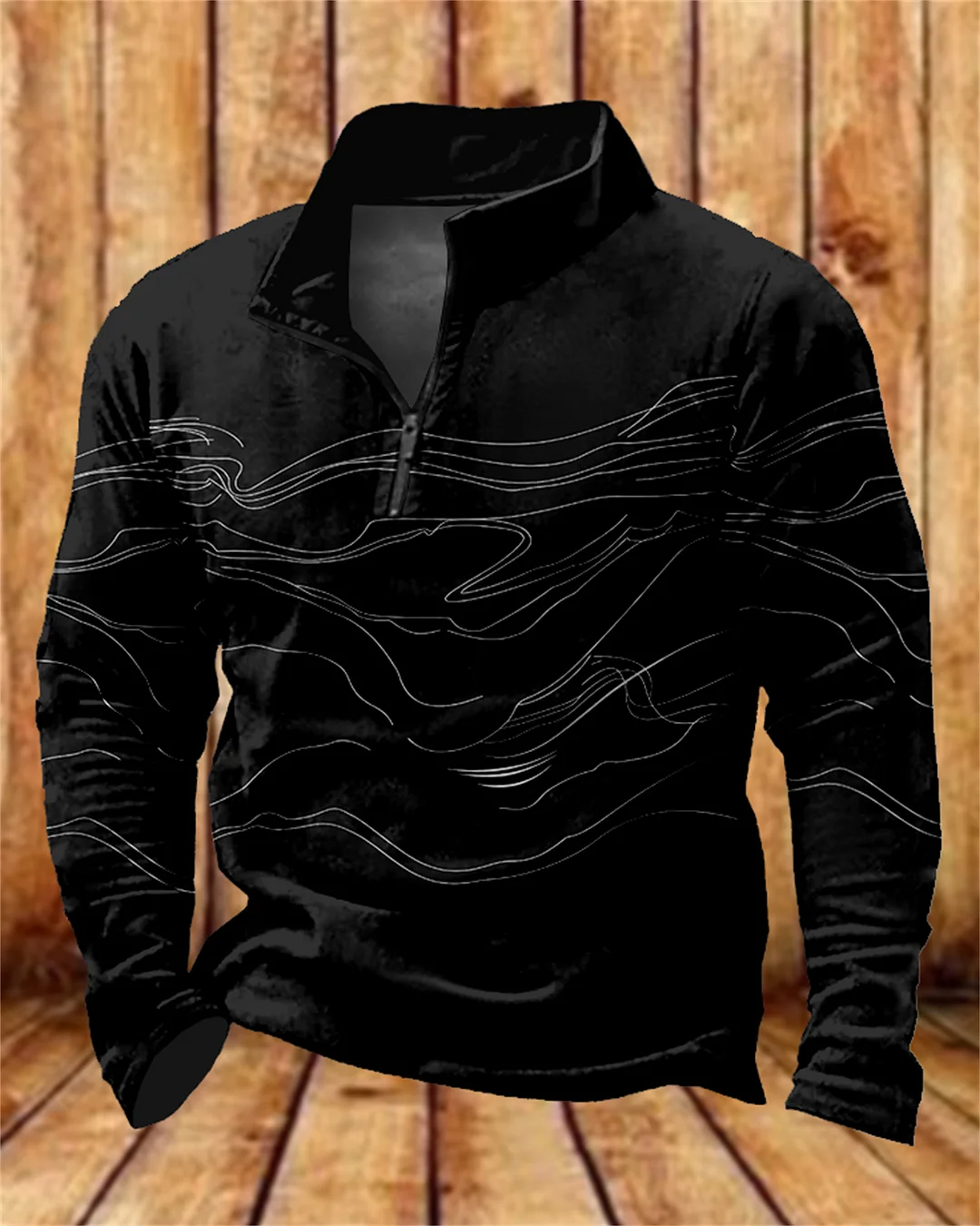 Suitmens Men's Simple Line Mountain Zipper Hooded 00417