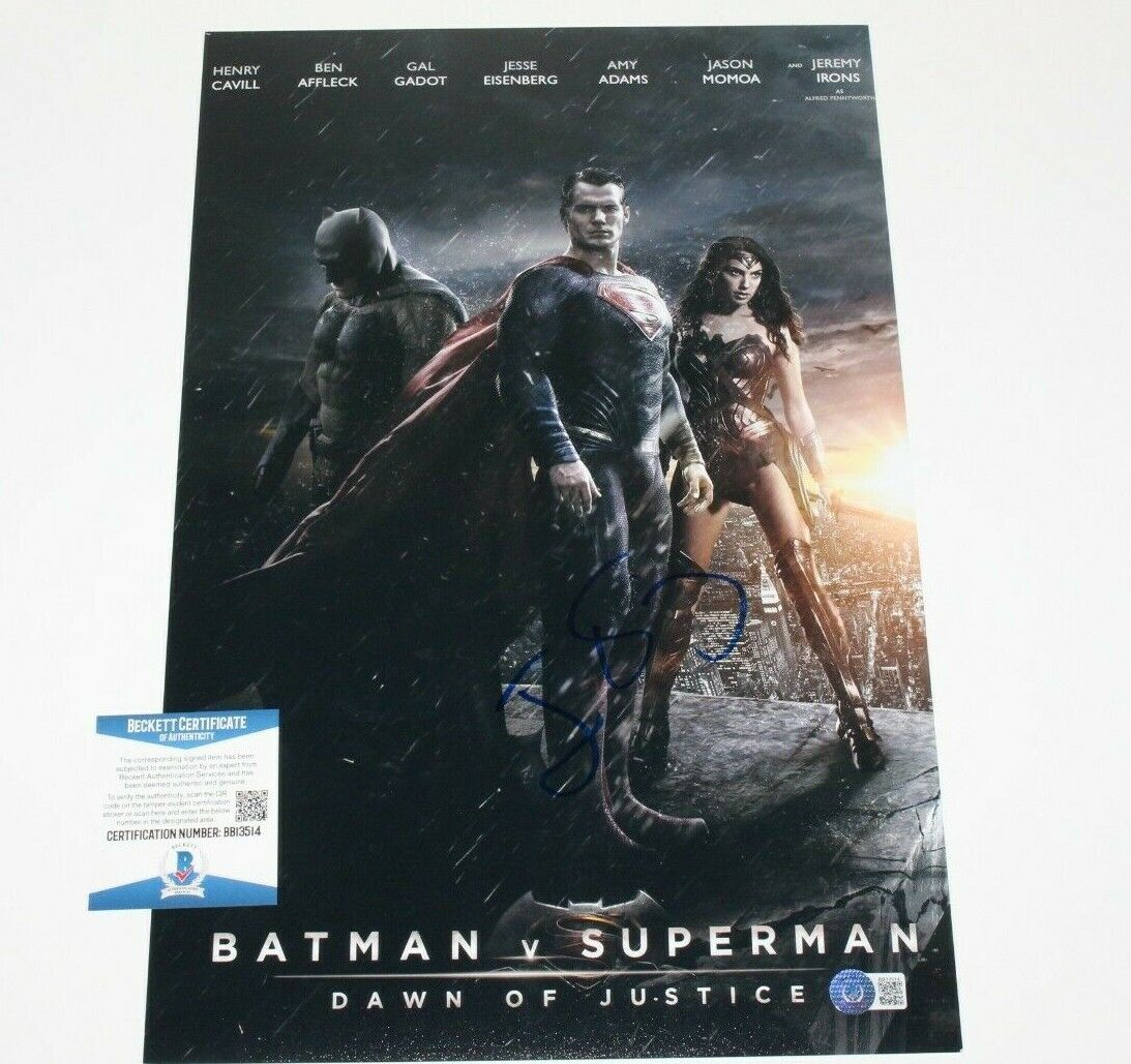 JESSE EISENBERG SIGNED BATMAN V SUPERMAN 12x18 MOVIE POSTER Photo Poster painting BECKETT COA