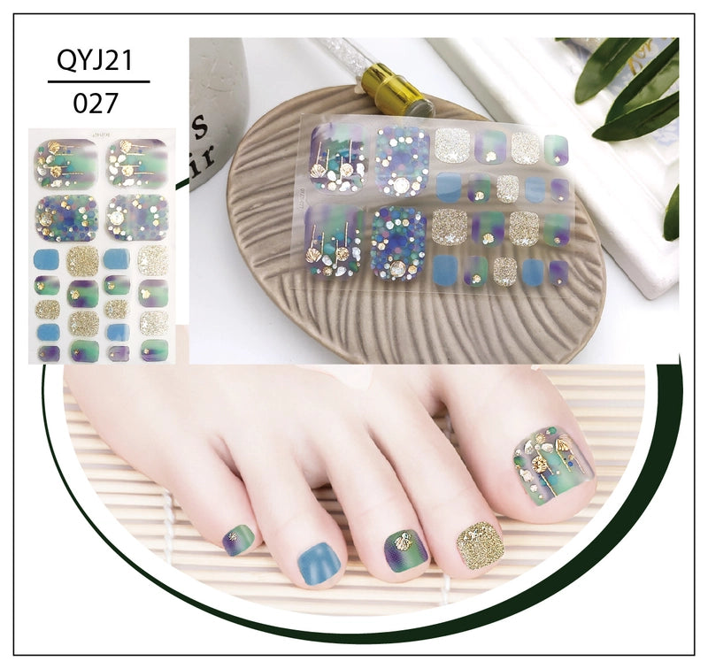 Explosions Foot Nail Stickers Summer Toenail Stickers Bronzing Imitation Diamond Nail Stickers Waterproof Foot Stickers