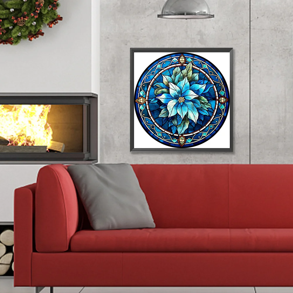 Diamond Painting - Full Round Drill - Stained Glass Flower(Canvas|30*30cm)