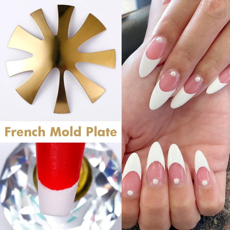 French Smile Cut V Line almond shape Tips  Edge Trimmer Nail Cutter Acrylic White French Mold Manicure Nails  Art Tools-Nail Inspo