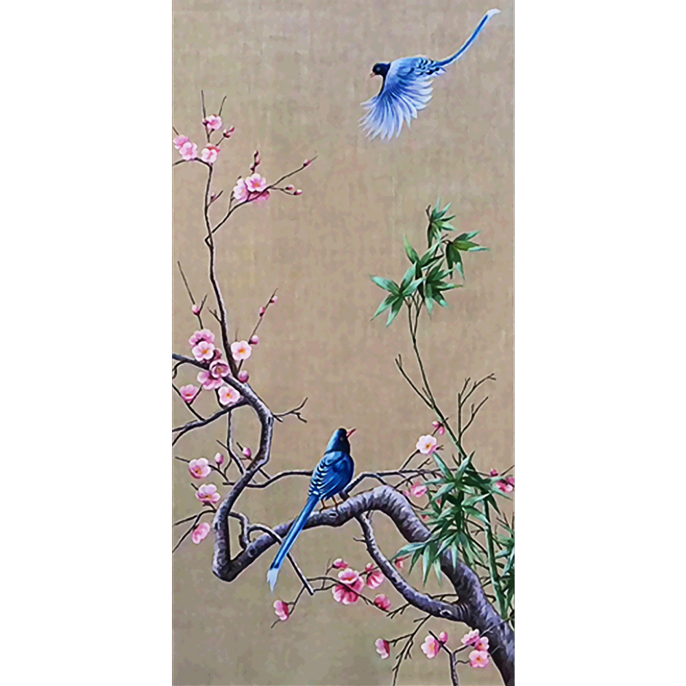 

45*85CM - Round Drill Diamond Painting - Kingfisher Flower, 501 Original