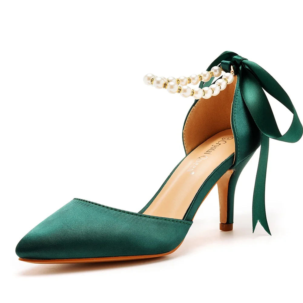 Breakj Breakj Cm Medium Heel Sandals Fine Heel Water Drill Beaded Sandals Simulation Silk Wedding Banquet Dress Shoe Tips Sandals Woman