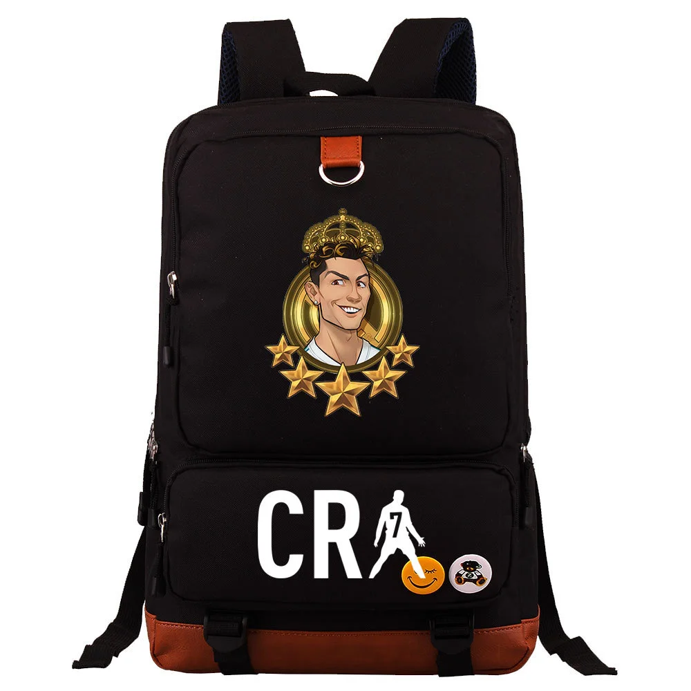 Buzzdaisy Cristiano Ronaldo Printed Square Backpack - Large Capacity and Laptop Compartment