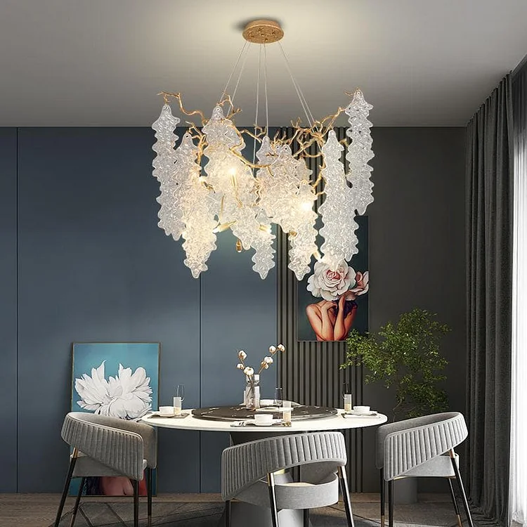 Crystal Maple Leaf Brass Chandelier Modern Lighting D31'' Vjlight
