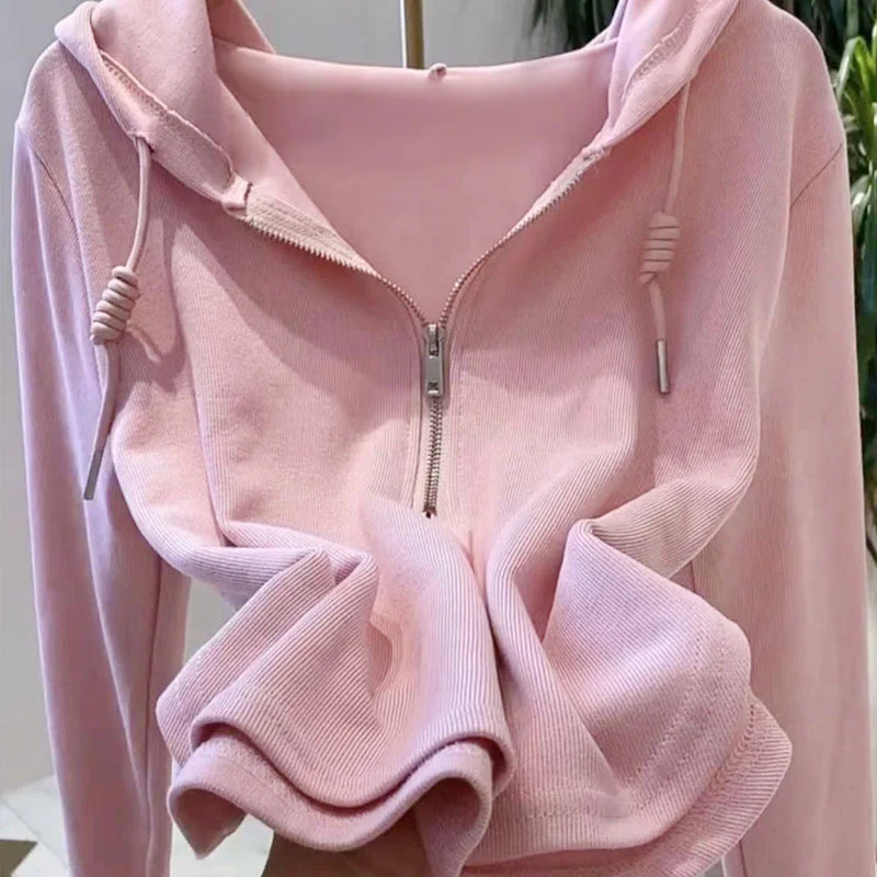 Uveng Uveng Solid Color Hoodie Women Autumn 2023 New Foreign Style Long Sleeve T-Shirt Women Bottom Shirt Top Ins Tide