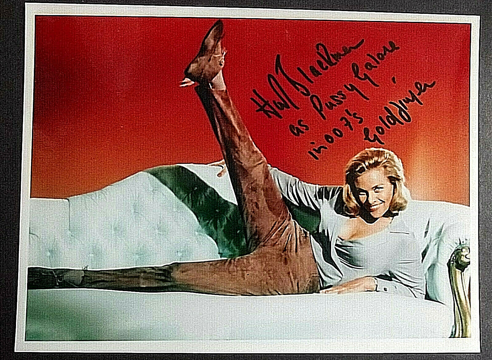 HONOR BLACKMAN AS PUSSY GALORE (GOLDFINGER) ORIG,AUTOGRAPH Photo Poster painting (WOW)