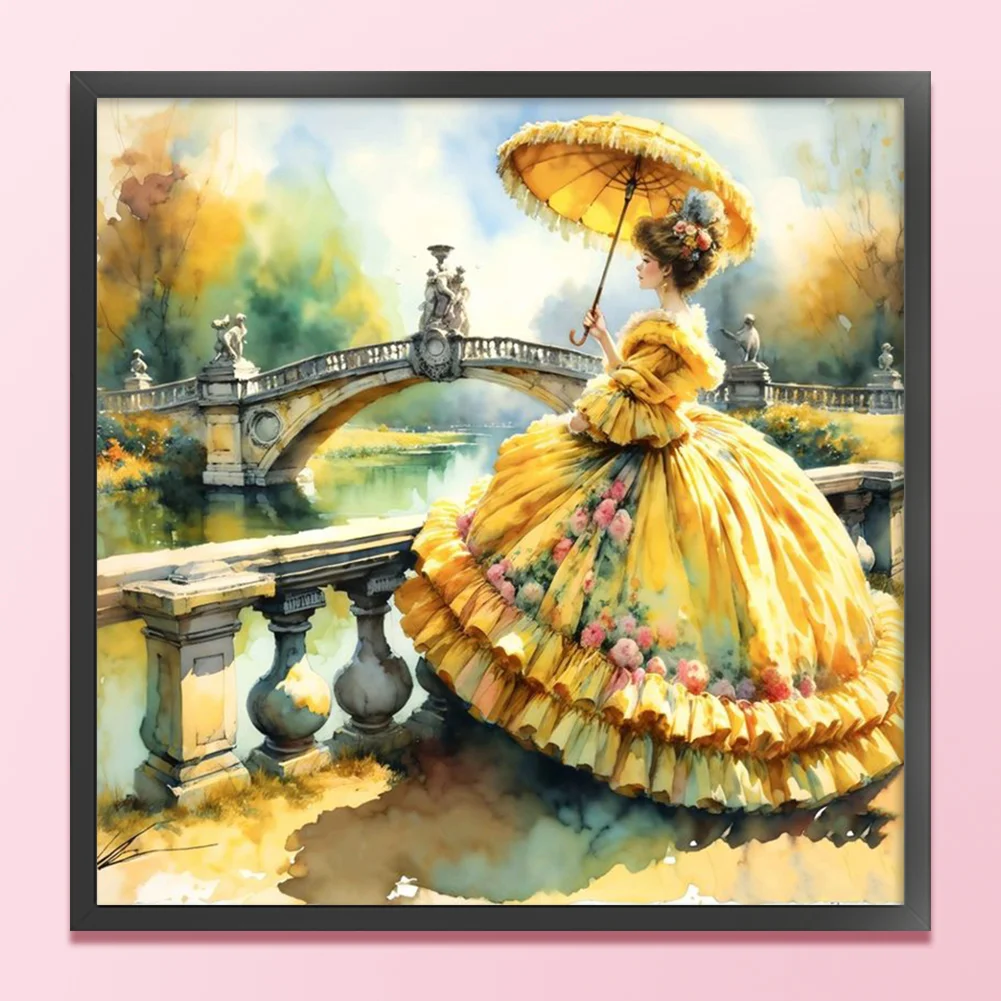 11CT Full Stamped Cross Stitch - Vintage Lady(Canvas|50*50CM)