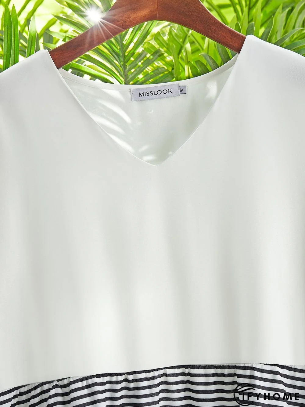 Neck Short Sleeve Cotton-Blend Weaving Dress | IFYHOME