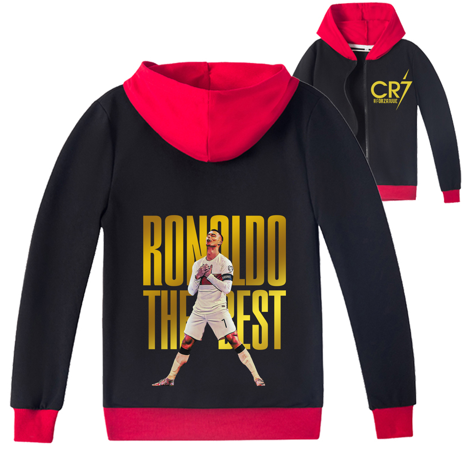 Mayoulove CR7 Zip Jacket for Kids - Stylish Cristiano Ronaldo Hoodie for Boys  Girls, Perfect Sportswear-Mayoulove