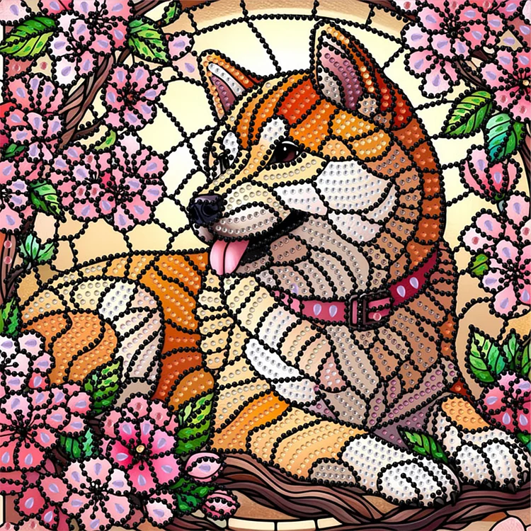 Flower Puppy 30*30CM (Canvas) Special Shaped Drill Diamond Painting gbfke