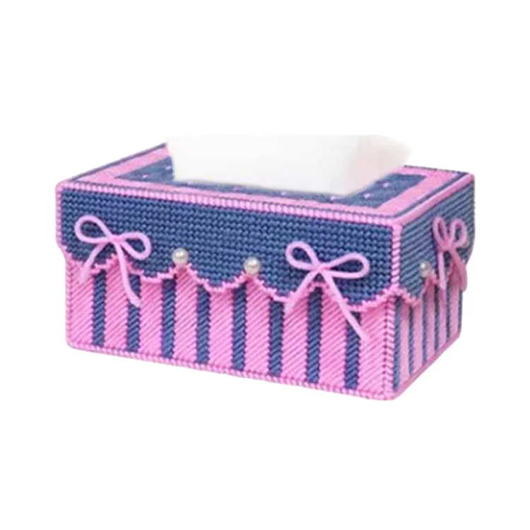 Cross Stitch Tissue Box Embroidery Needlecrafts for Kids Adults (Pink Purple) gbfke