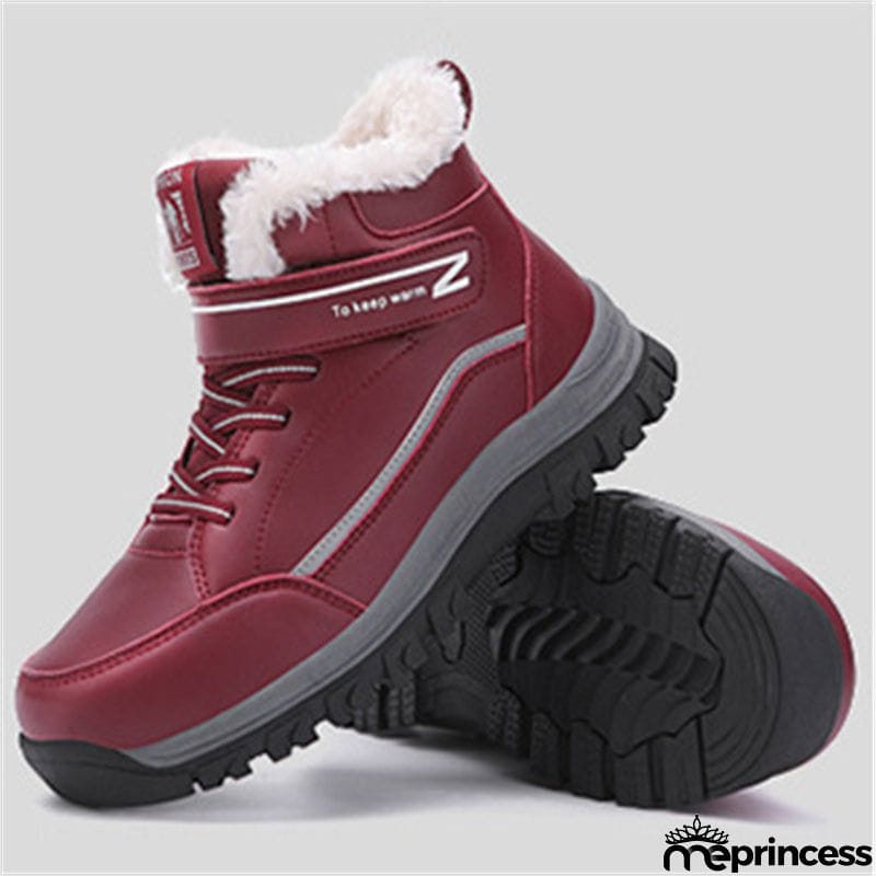 Winter Warm Plush Round Toe TPR Sole Women Snow Boots for Walking