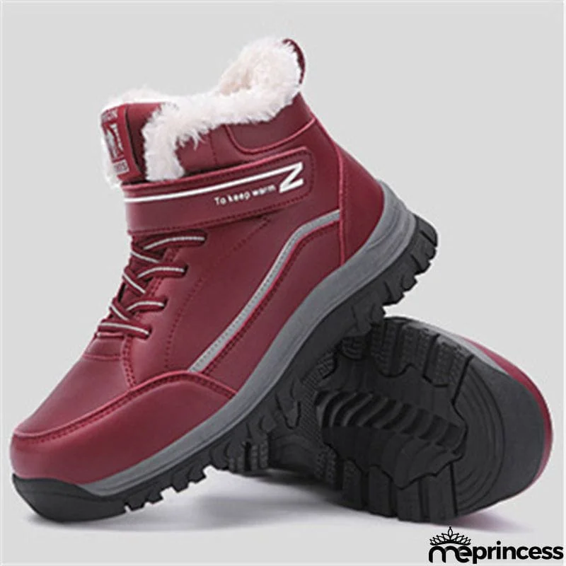 Winter Warm Plush Round Toe TPR Sole Women Snow Boots for Walking