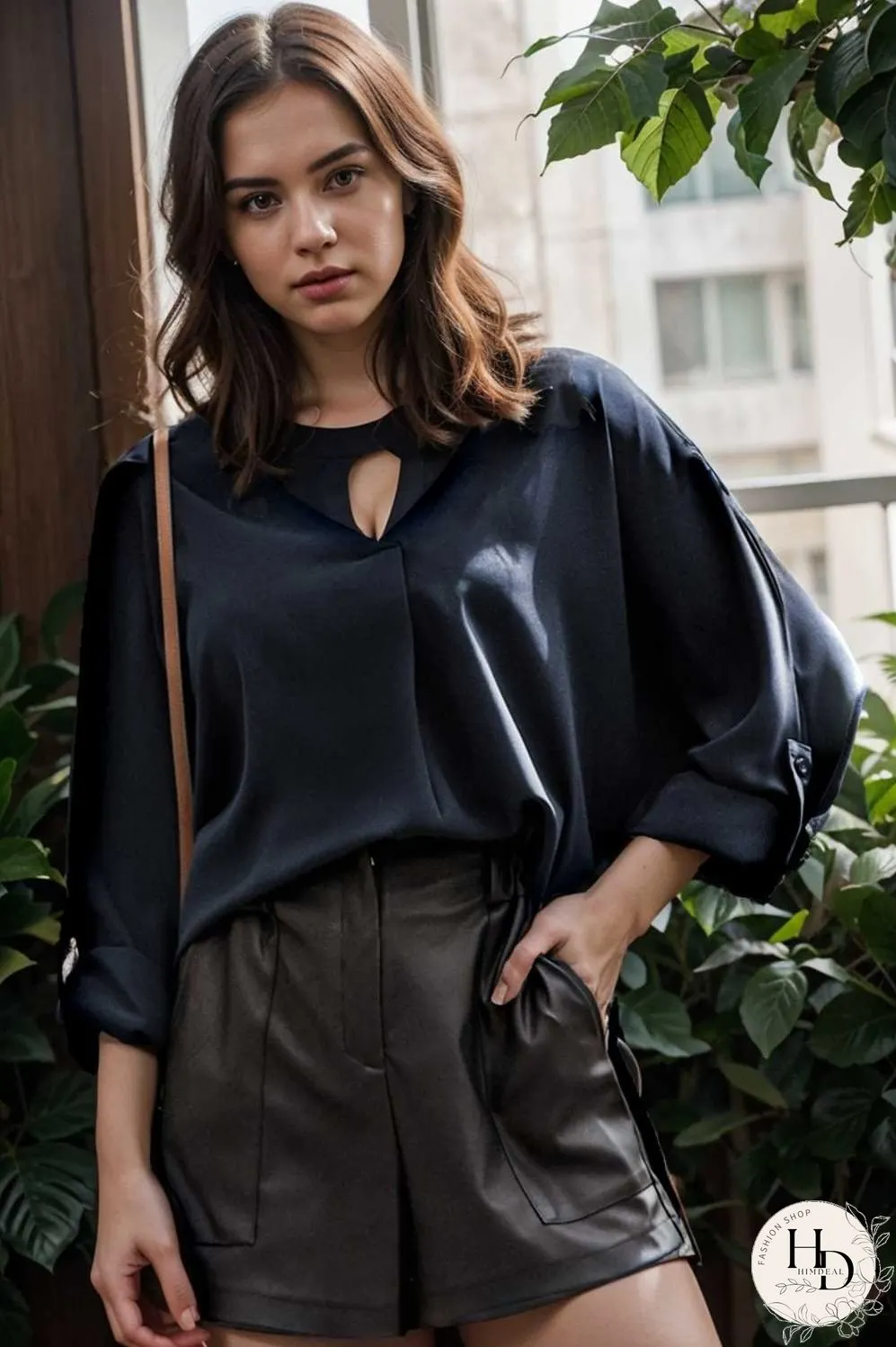 v neck long sleeved chiffon solid blouse drop shoulder closed shirt