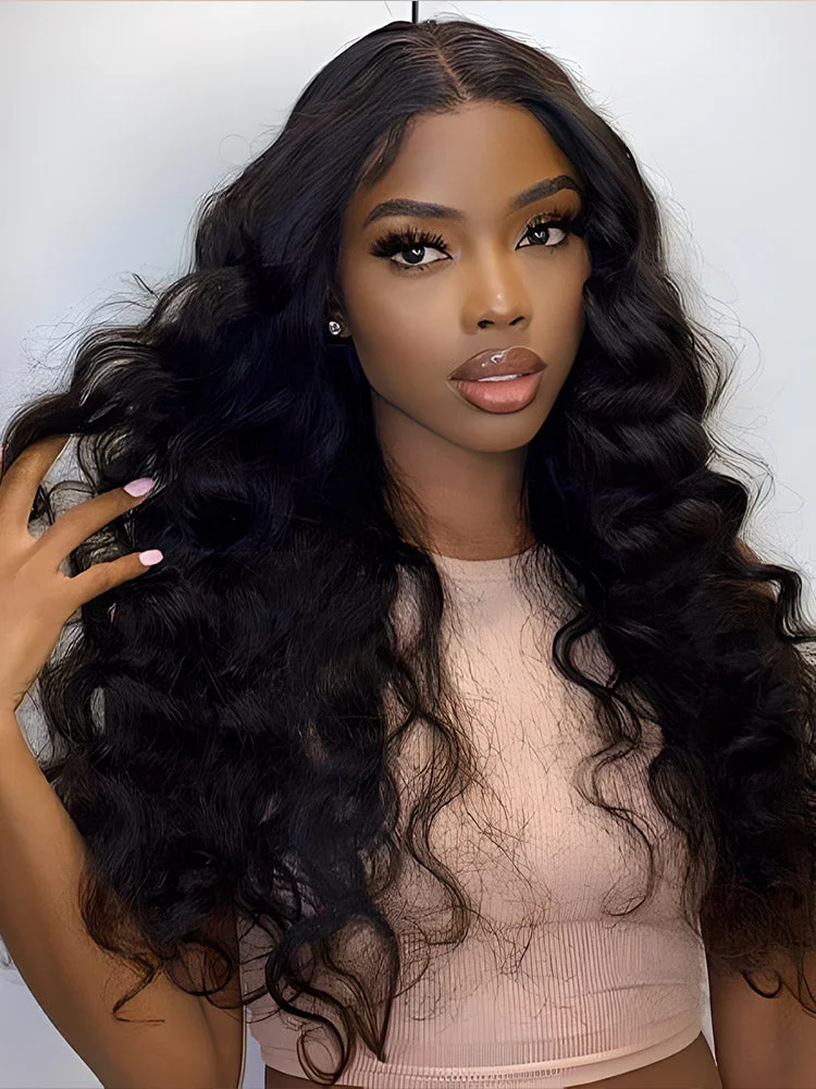 Loose Wave Hair 13x4 Swiss HD Lace Front Wigs Pre Plucked With Baby Hair