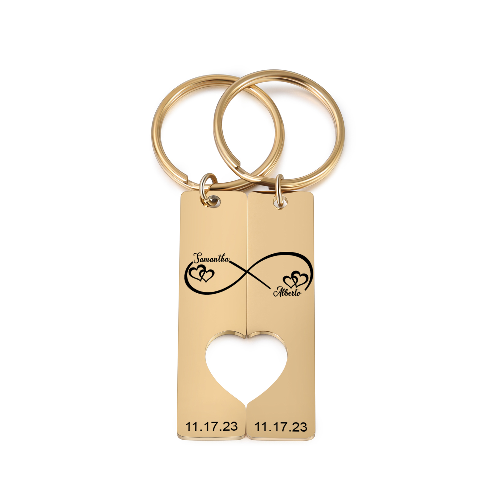Personalised Couple Infinity Keychain Custom 2 Names & 2 Dates Keyring Heart Valentine's Day Gift for Him/Her-Jessemade AU