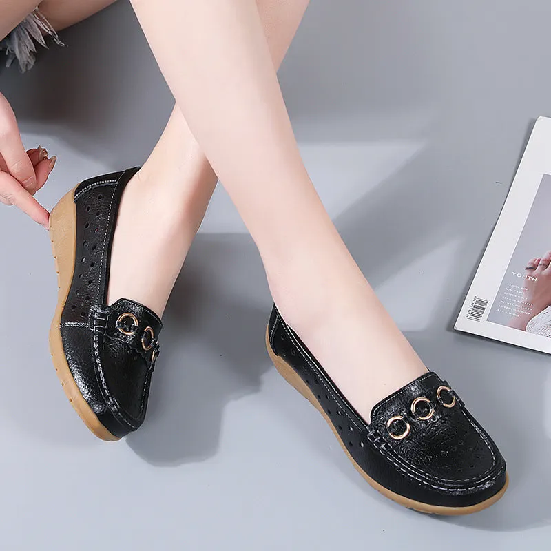 Women's Soft Sole Wide Breathable Waterproof Lightweight Walking Flat Loafer Shoes