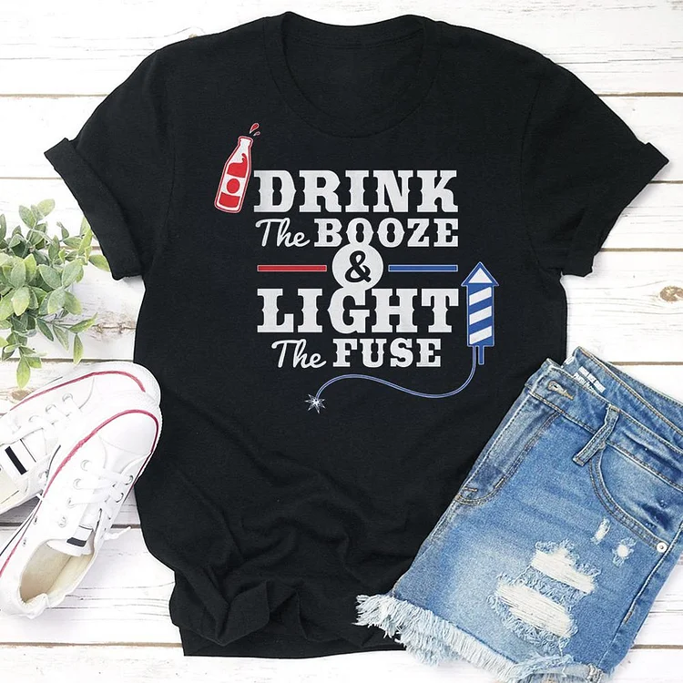 Independence Day Drink Light T-shirt Tee-Annaletters