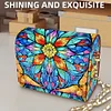 (US Local)DIY Mandala Diamond Art Wooden Coin Pouch with Chain 5D Diamond Painting Purse