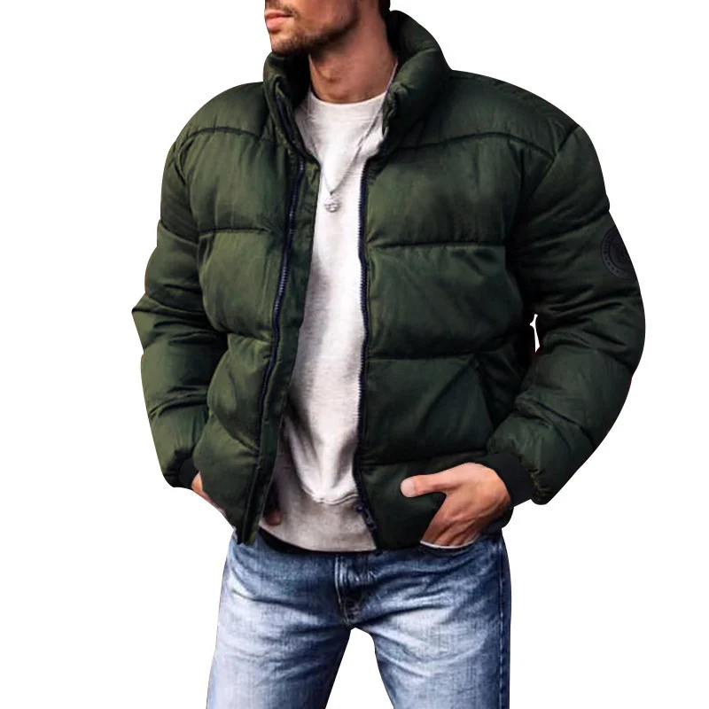 PASUXI New Trendy Men's Winter Cotton Clothes Plus Size Jackets Stand Collar Cotton Clothes Thickened Men's Cotton Jackets